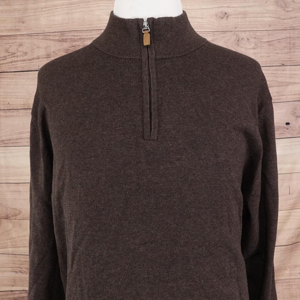 Roundtree & Yorke Sweater Mens‎ XL Brown 1/4 Zip Mock Neck Pullover Knit Soft